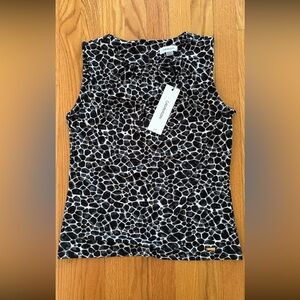 Calvin Klein Women's Black and White Sleeveless Top